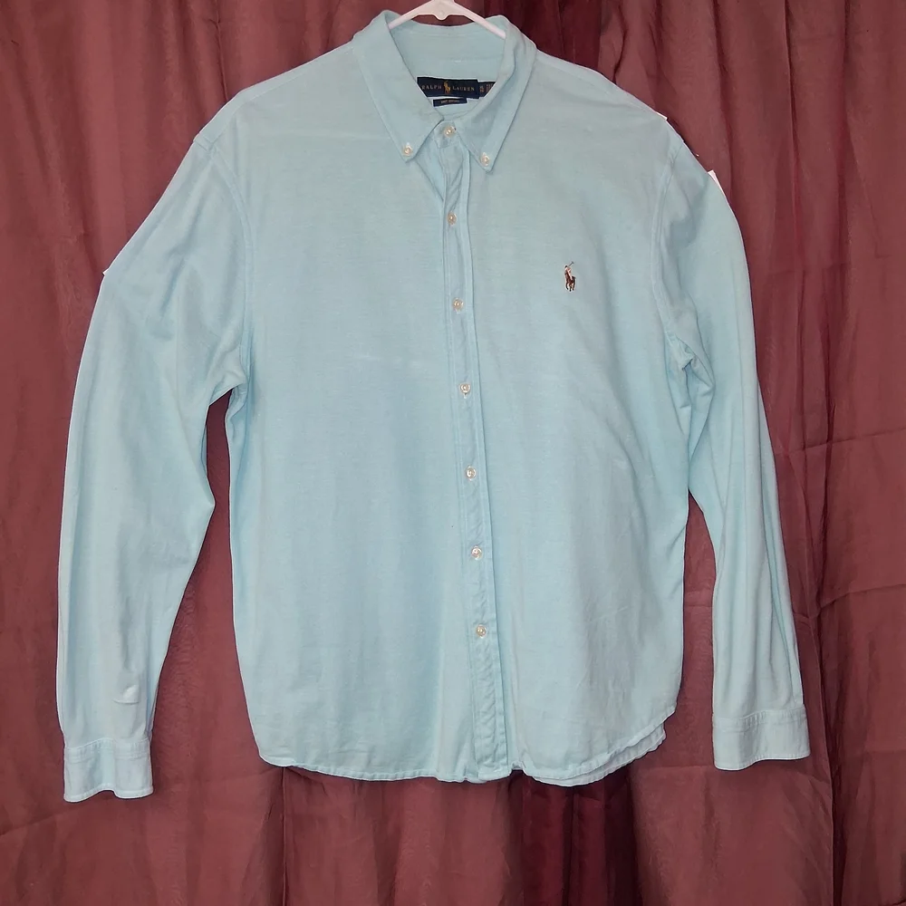Ralph Lauren Knit Oxford Men SZ XL  Light Blue Casual Button Down Shirt - Picture 5 of 15